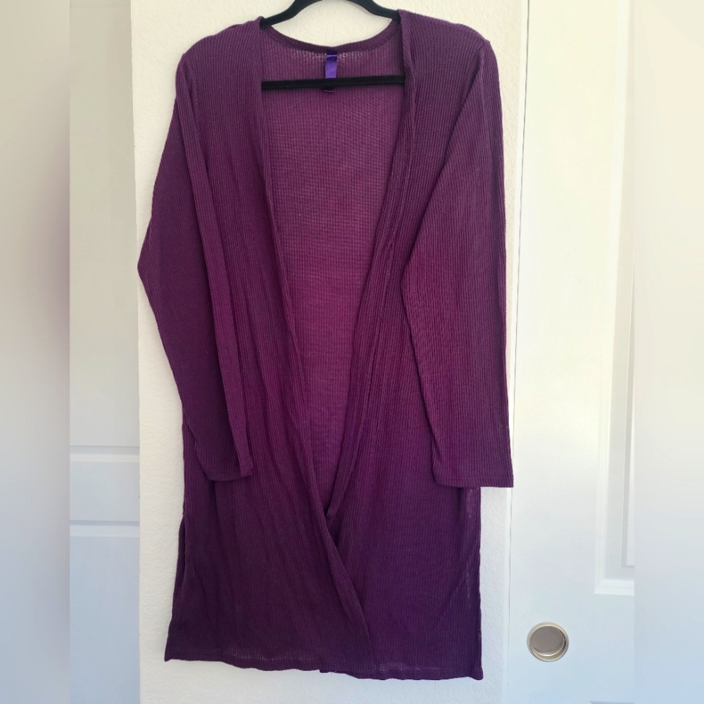 Soft Stitch Purple Long Cardigan Sweater